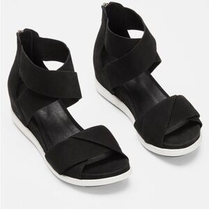 EUC - Eileen Fisher Viv Tumbled Nubuck Wedge Sandal - Size 6.5